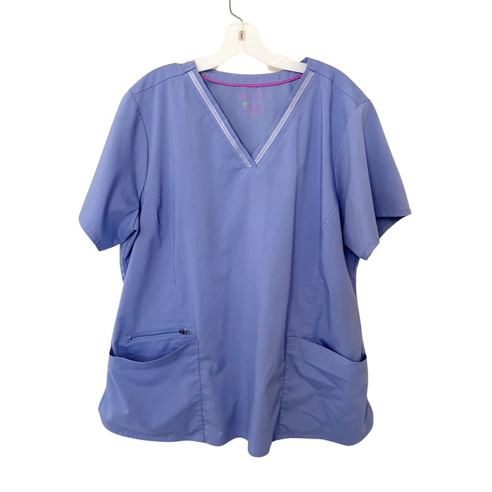 Purple Label Scrubs Women's V Neck Top with Pockets Light Purple Size 2X‎
